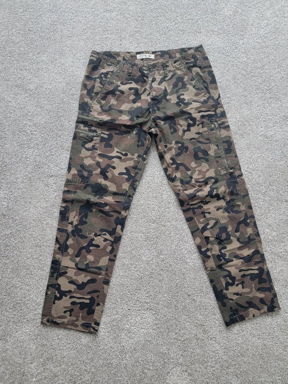 Cotton On Camouflage Cargo Pants Small Green Camo Slim Straight Utility